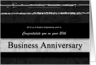 20th Business Anniversary Congratulations Black and Silver card