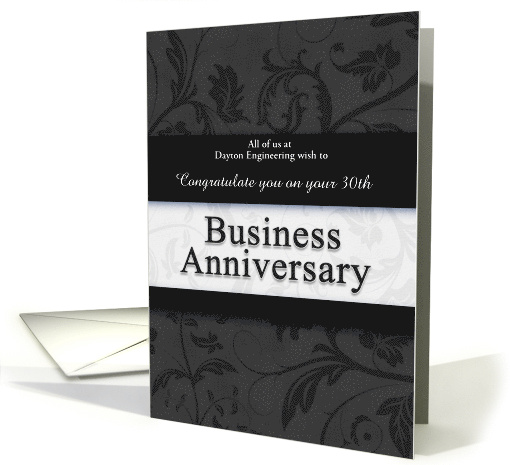 30th Business Anniversary Congratulations Black and Silver card
