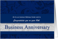 10th Business Anniversary Congratulations Blue and Silver card