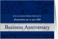 35th Business Anniversary Congratulations Blue and Silver card