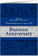 50th Business Anniversary Congratulations Blue and Silver Custom card