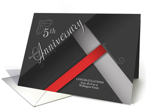 5th Business Anniversary Shades of Gray with Red Custom card (783830)