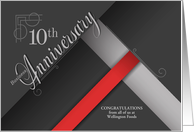 10th Business Anniversary Congratulations Red and Black Custom card