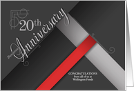 20th Business Anniversary Congratulations Red and Black Custom card