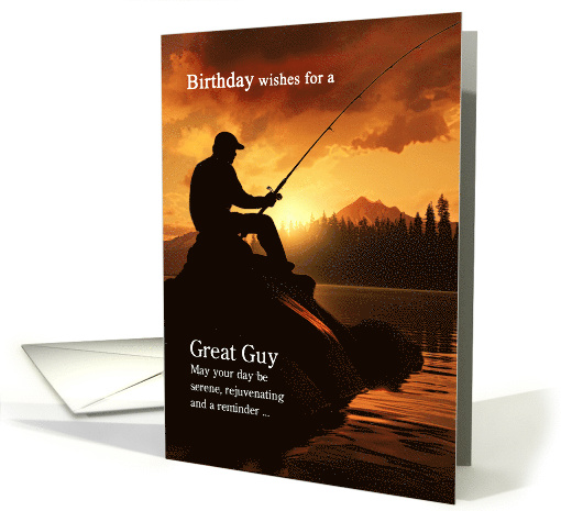 for Him on his Birthday Fishing Fisherman Sunrise Pond card (784637)