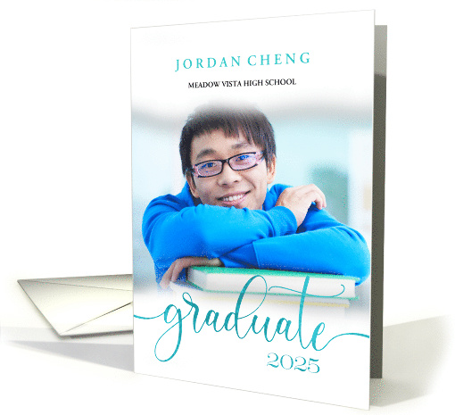 Class of 2025 Graduation Announcement Simplistic Blue Photo card