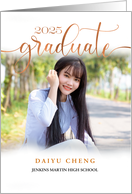 Class of 2025 Faux Bronz Leaf Modern and Simple Graduation Photo card