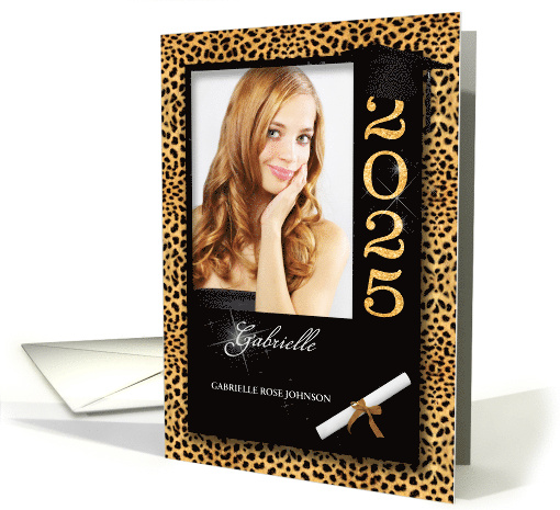 Cheetah Print Class of 2025 Graduation Announcement card (785020)