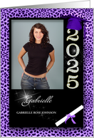 Purple Cheetah Print Class of 2025 Graduation Announcement card
