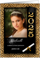 Class of 2023 Cheetah Print Graduation Ceremony Custom Photo card