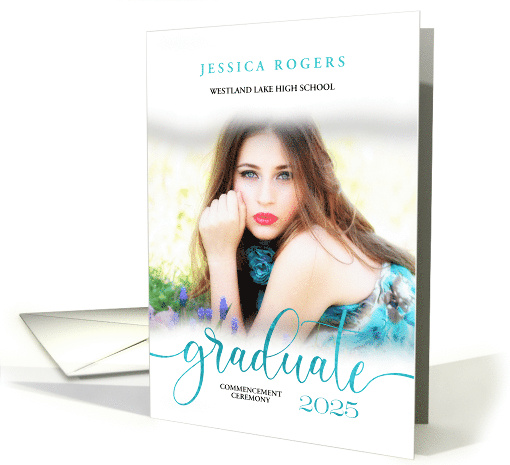 Class of 2025 Modern Simplistic Blue Graduation with Photo card