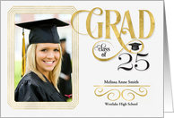 Graduation Announcement Faux Gold Leaf Class of 2024 Photo card