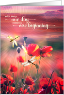 Encouragement Believe in Yourself New Day Poppies and Dragonflies card
