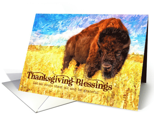 Thanksgiving American Bison Buffalo Painting card (786885)