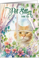 Pet Sitter Thank You Cat in a Garden Window card