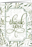 Volunteer Thank You Sage Green Botanical on White card