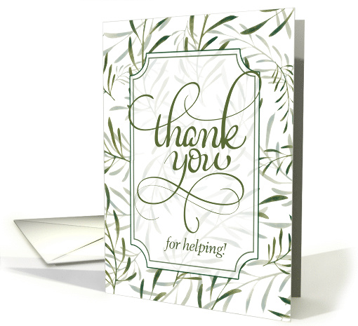 Thank You for Helping Sage Green Botanical on White card (791605)