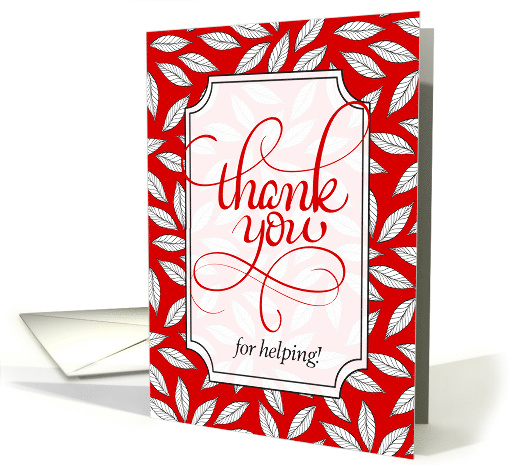 Thank You for Helping Red and White Leafy Botanical card (791619)