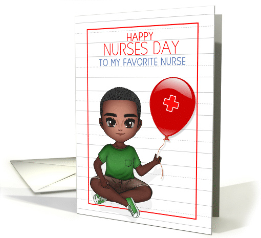 Nurses Day Young African American Boy with Balloon card (791927)
