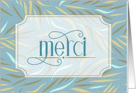 Merci French Thank You Sky Blue Botanical card