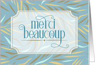 Merci Beaucoup French Thank You Sky Blue Botanical card