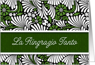 La Ringrazio Tanto Italian Thank You So Much Green and White Blank card