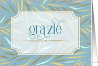 Grazie di cuore Italian Sincerest Thanks Blue and White Blank card