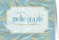 Italian Molte Grazie Thank You Sky Blue Botanical card