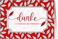 Danke Sehr German Thank You in Red and White Blank Inside card