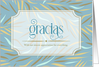 Gracias Thank You Blue and White Botanical Custom Blank card