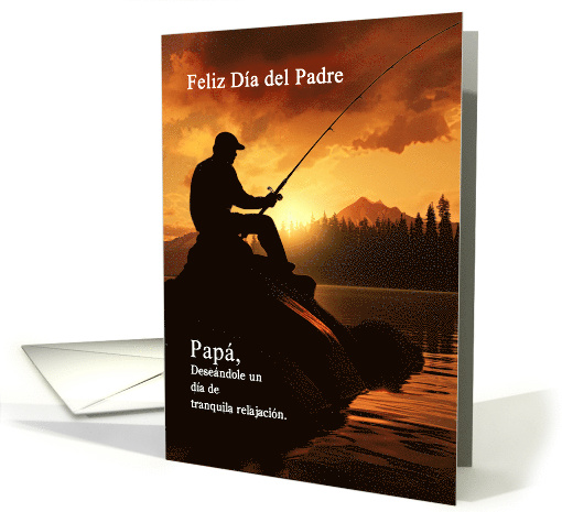 Spanish Father's Day Fisherman Fishing Sunrise Lake card (792929)