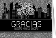 Gracias Spanish Business Thank You Black and White Cityscape Blank card
