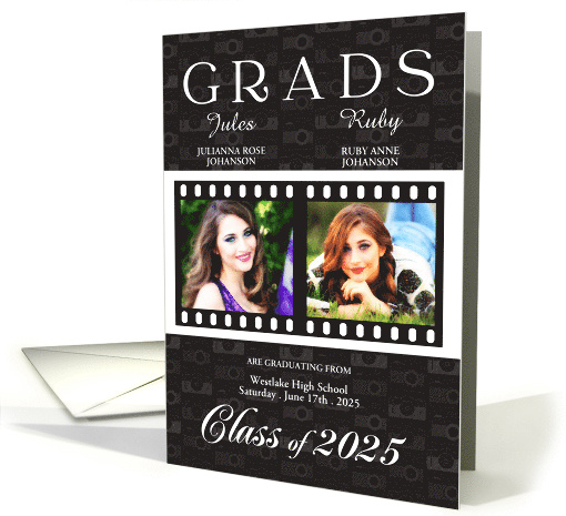 Twin Graduation Class of 2025 Film Theme Twin's Photos card (793502)