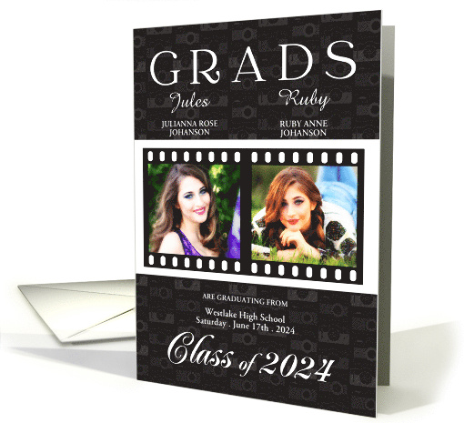 Twin Graduation Class of 2022 Film Theme Twin's Photos card (793502)