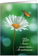 25th Italian Anniversario Wedding Anniversary White Daisy card