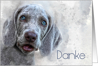 German Danke Thank You Watercolor Weimaraner Puppy Blank card