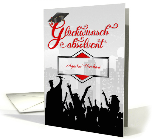 German Graduate Congratulations in Red and Black Custom card (794320)
