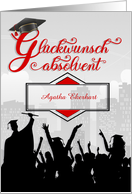 German Graduate Congratulations in Red and Black Custom card