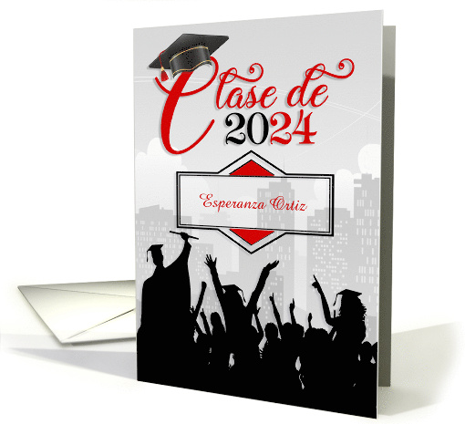 Spanish Language Class of 2024 Graduation Announcement Red card