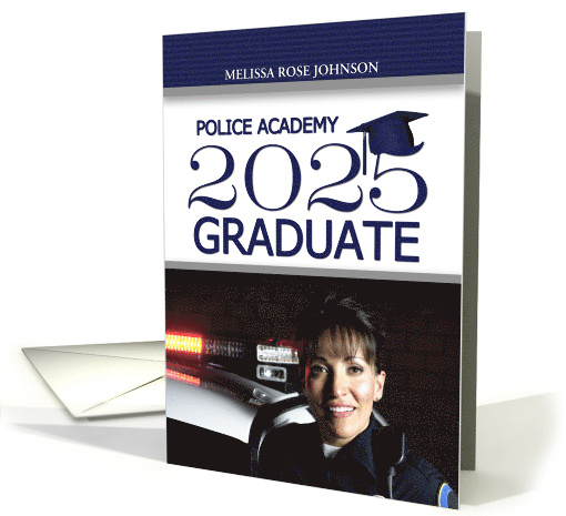 Police Academy Graduate Class of 2025 Navy Blue Grad's Photo card