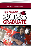 Fire Academy Graduate Class of 2025 Red and Black with Photo card