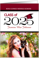 Middle School Graduation Red and Black Class of 2023 Grad’s Photo card