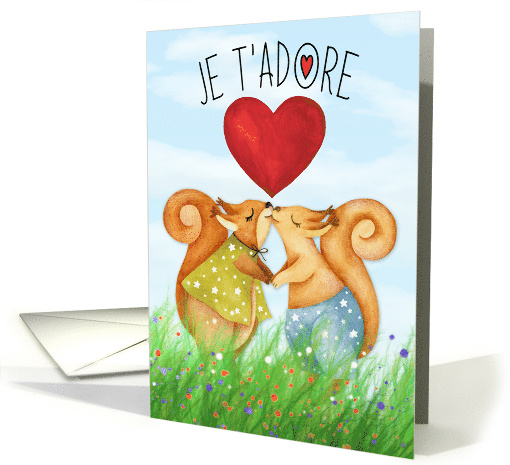 French I Love You Romantic Squirrels Blank card (794467)