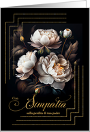 Italian Loss of a Father Sympathy Magnolia Blooms on Black card