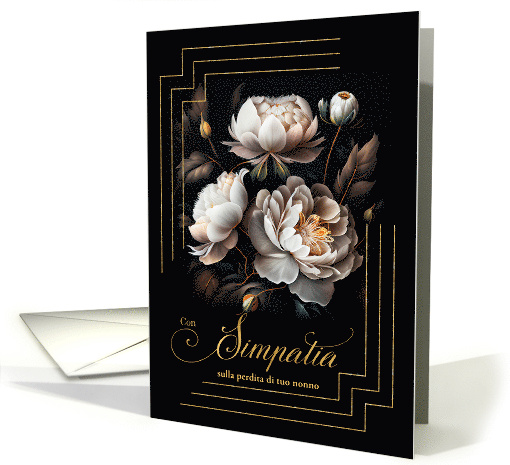 Italian Loss of a Grandfather Sympathy Magnolia Blooms on Black card