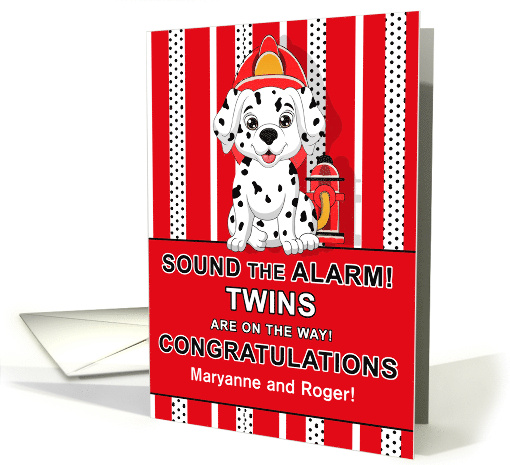 Twins Congratulations Dalmatian Puppy Fireman Theme card (796499)