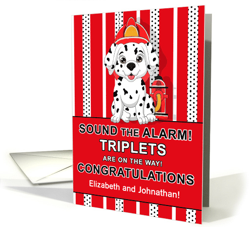 Triplet Congratulations Dalmatian Puppy Firehouse Theme card (796500)