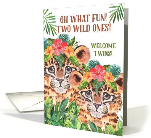 Twin Baby Congratulations Cheetah Jungle Theme card (796508)