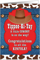 Expecting a Boy Western Themed Cowboy Congratulations card