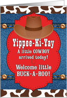 New Baby BOY Congratulations Western Cowboy Theme card